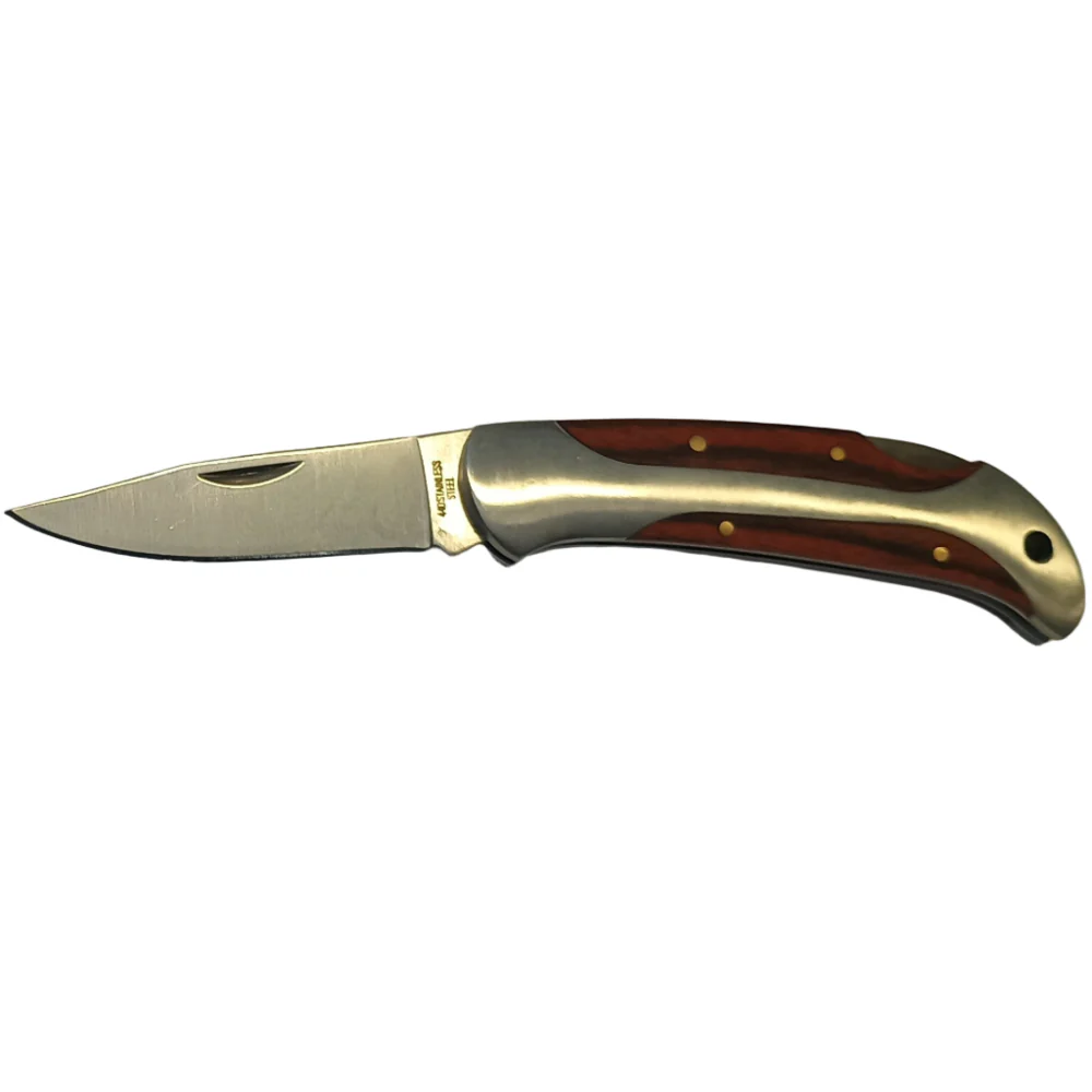 Service Tool Stainless Steel w/ Cherry Wood Inlay Pocket Knives - Image 6
