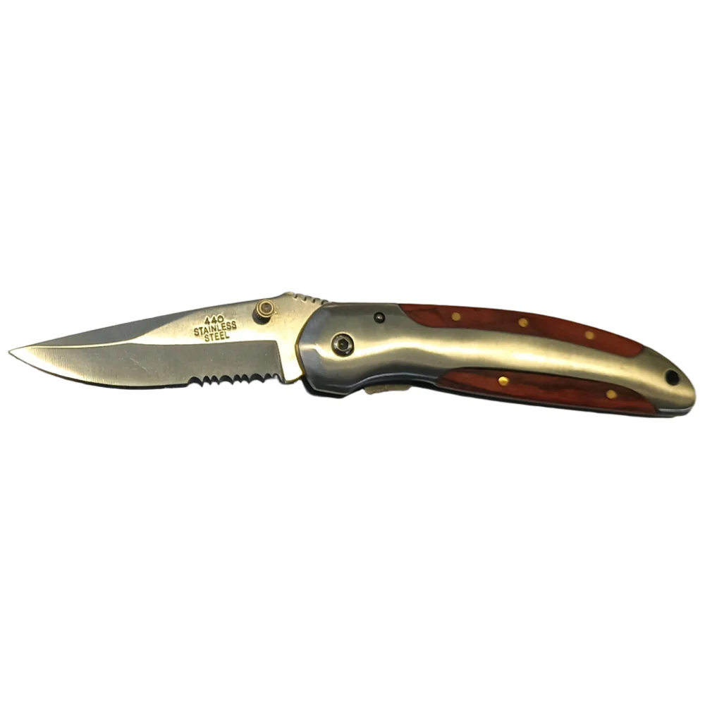 Service Tool Stainless Steel w/ Cherry Wood Inlay Pocket Knives - Image 7