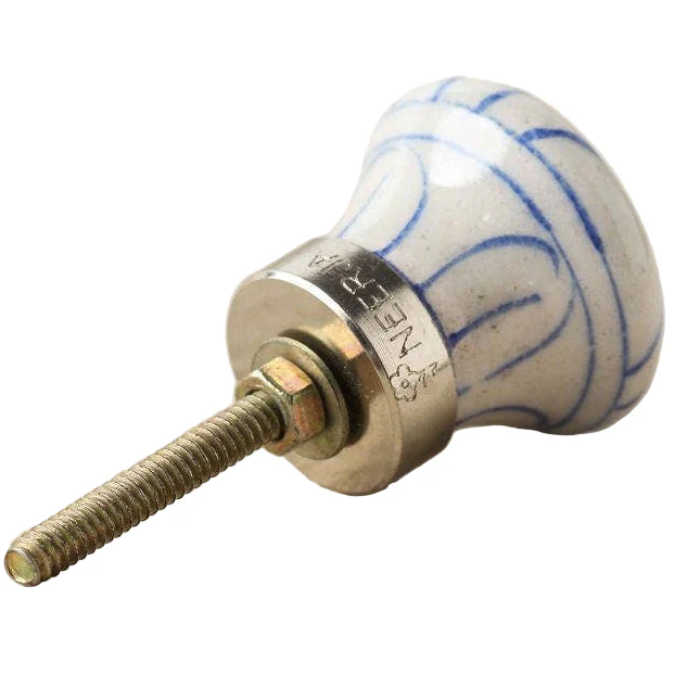 Knobco Blue & White Ceramic Striped Knob - 1.5" - Image 2