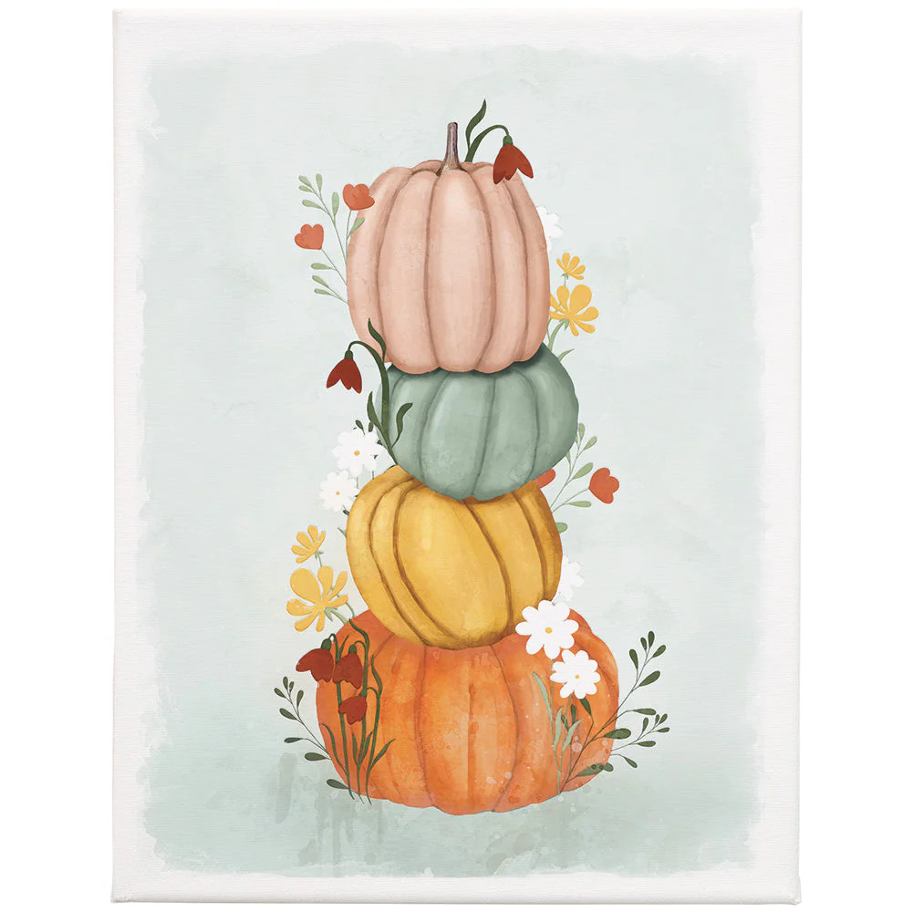 Sincere Surroundings Pumpkin Stack Canvas-Wrap Sign - 9" x 12"
