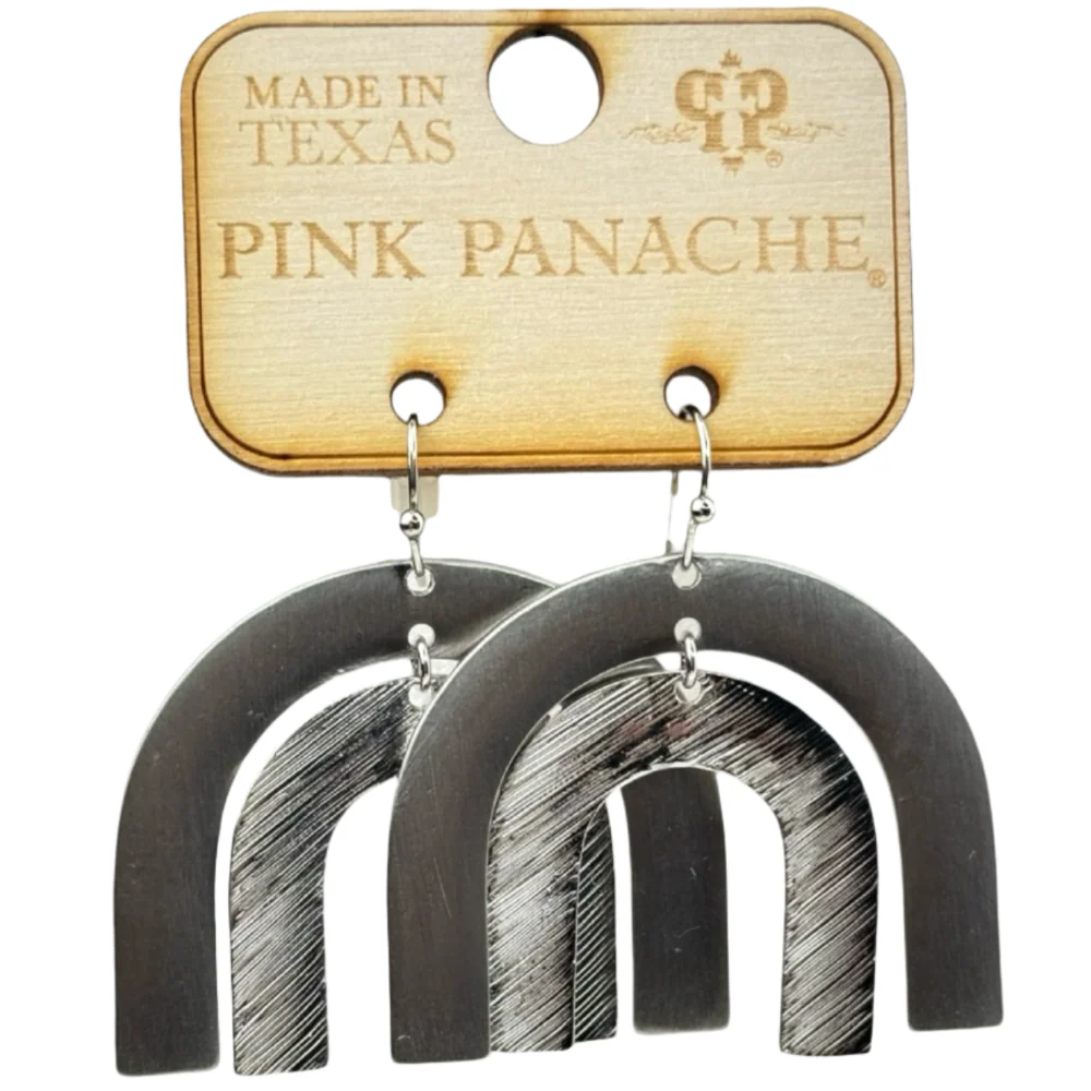Pink Panache Double Metallic Arch Earrings - Image 2