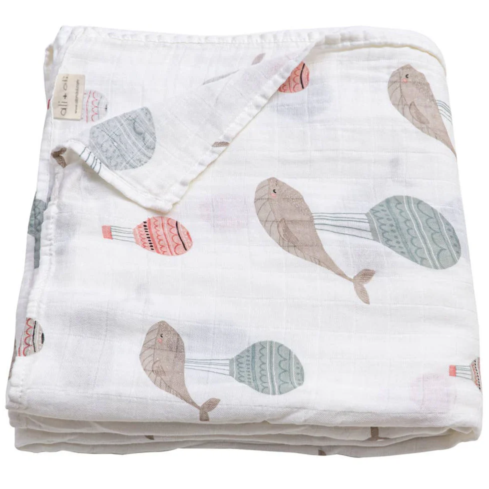 Ali + Oli Bamboo Muslin Baby Swaddling Blanket - 47" x 47" - Image 4