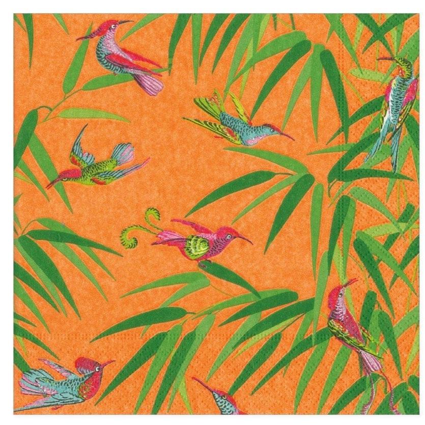 Caspari Birds in Paradise (Orange) Paper Napkins - Image 3