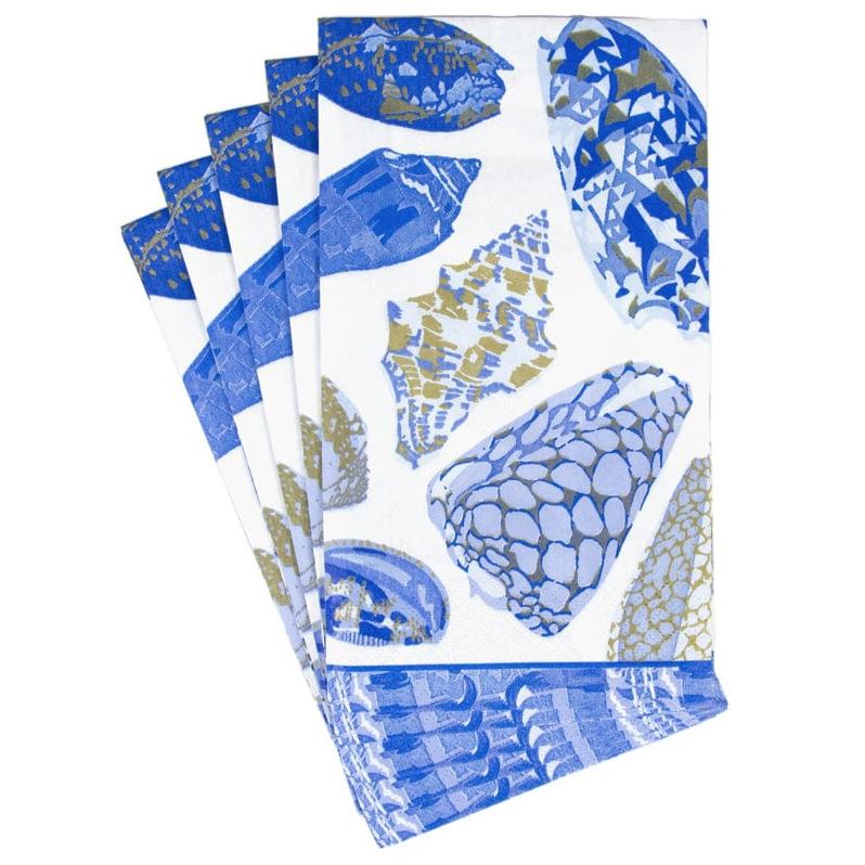 Caspari Coquillage Blue Paper Napkins - Image 2