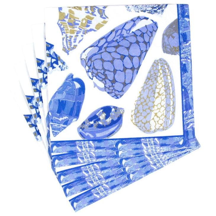 Caspari Coquillage Blue Paper Napkins - Image 3
