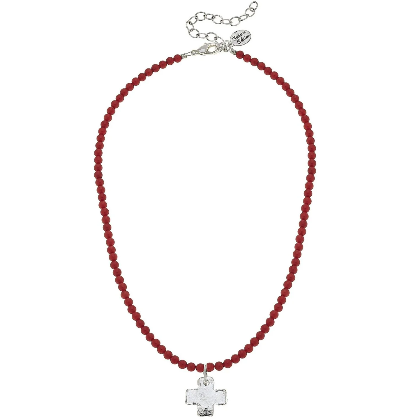 Susan Shaw Beaded Gold/Silver Cross Necklace - Image 3