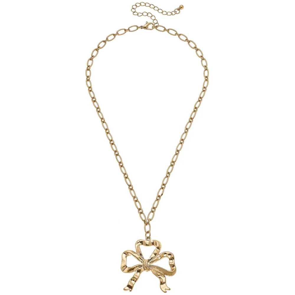 Canvas Style Greyson Metallic Bow Pendant Necklace - Image 2