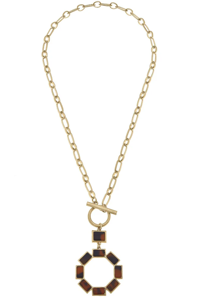 Canvas Style Halston Tortoise Shell Resin Toggle Necklace - Image 2
