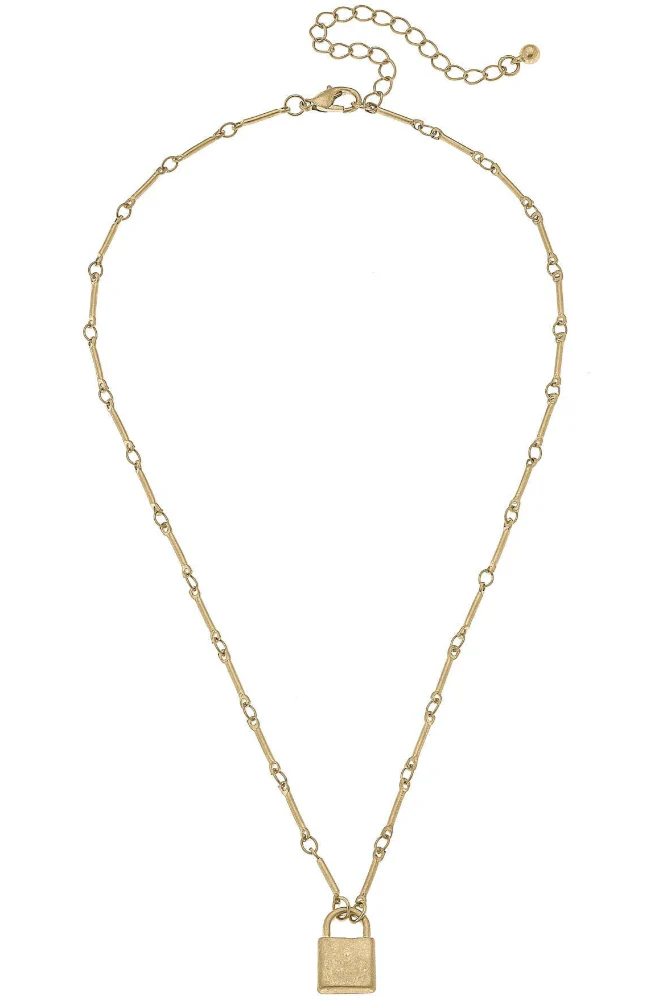 Canvas Style McKenna Gold-Plated Padlock Pendant Necklace - Image 2