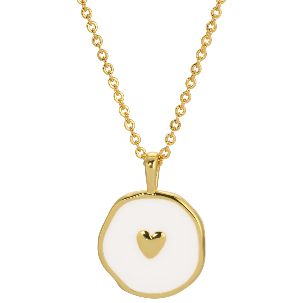 Splendid Iris Gold Minimal Heart Enameled Pendant Necklace - Image 2