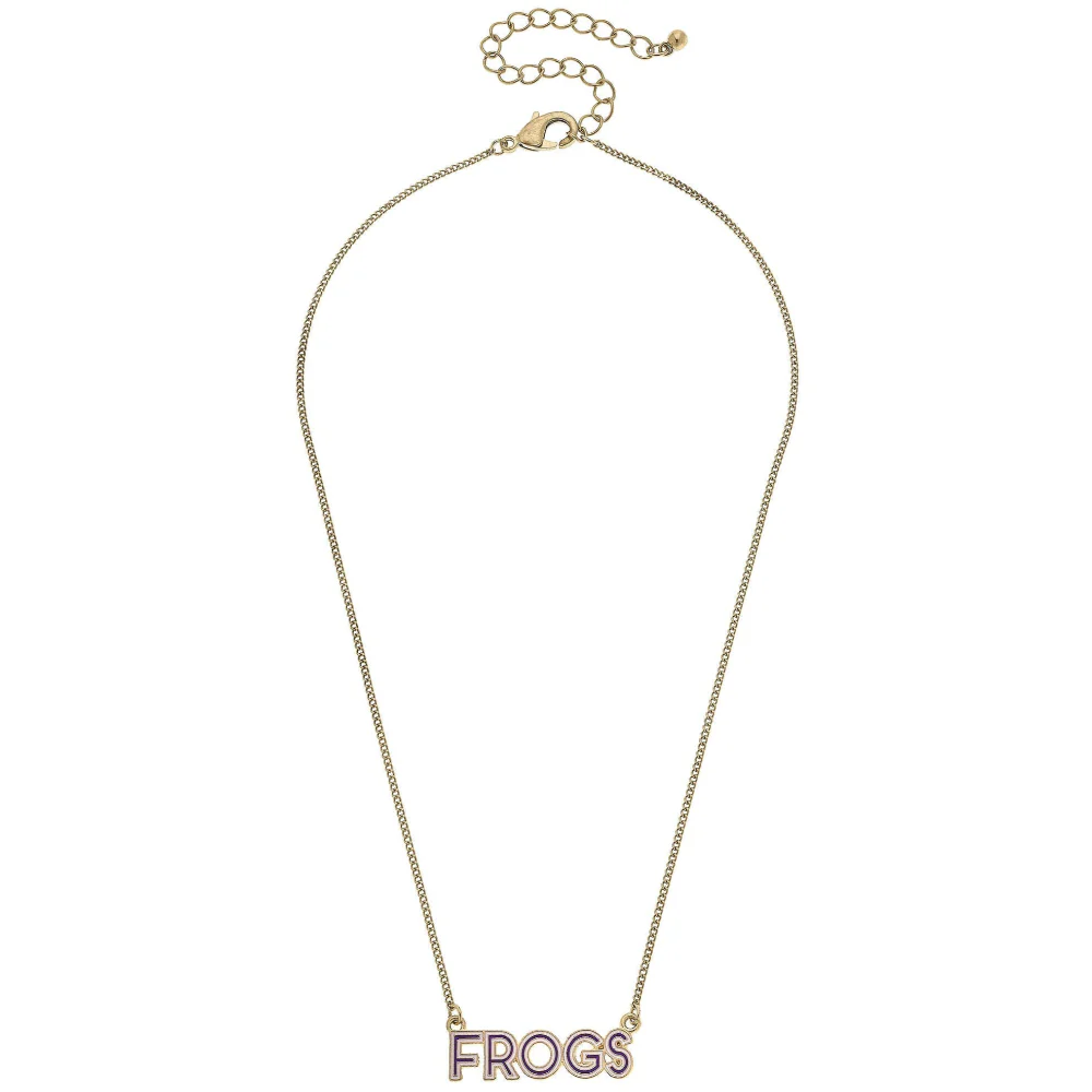 Canvas Style TCU Horned Frogs Enamel Script Necklace - Image 2