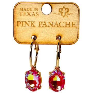 Pink Panache Oval Rhinestone Earrings - Image 2