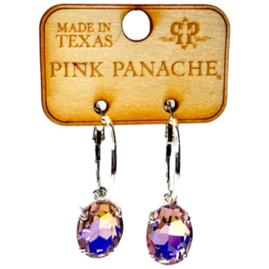 Pink Panache Oval Rhinestone Earrings - Image 4