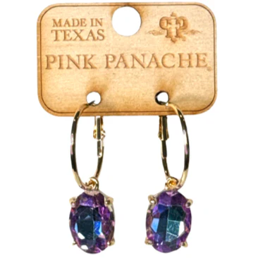 Pink Panache Oval Rhinestone Earrings - Image 5