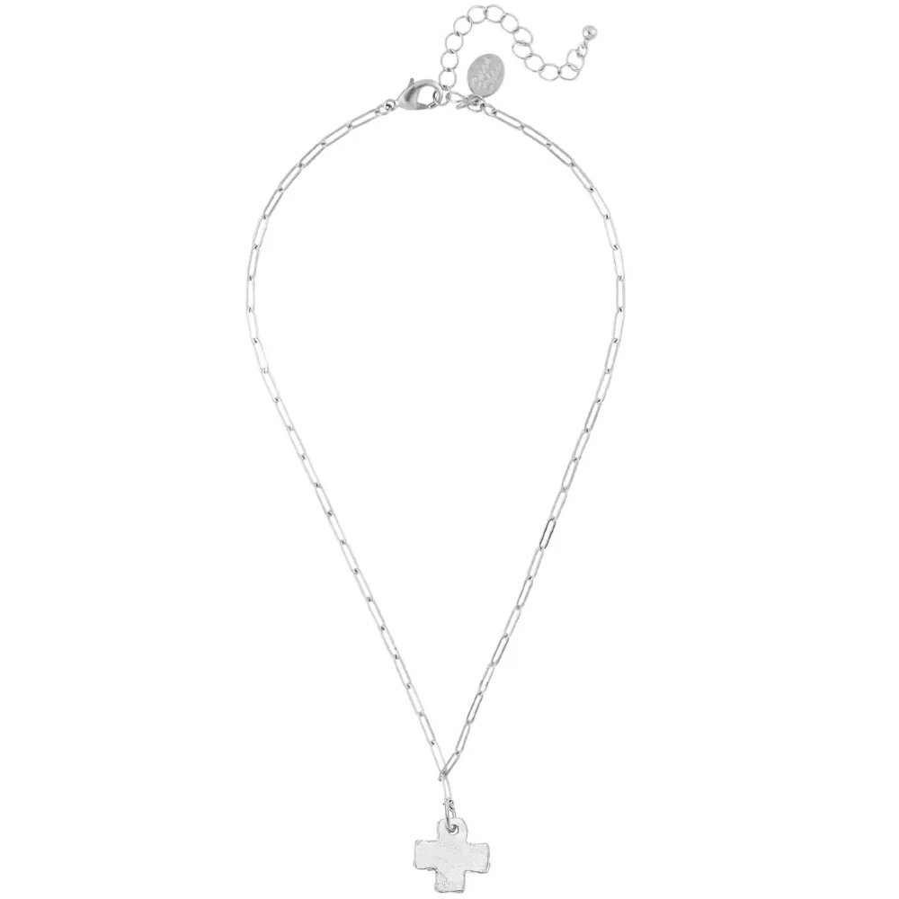 Susan Shaw Mini Cross Pendant Paperclip Necklace - Image 2