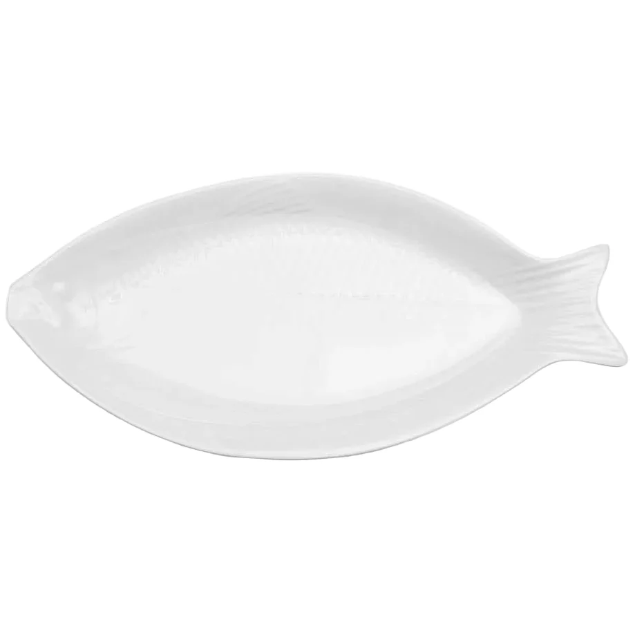 Q Squared White Melamine Fish-Shaped Platter - 11" x 23"