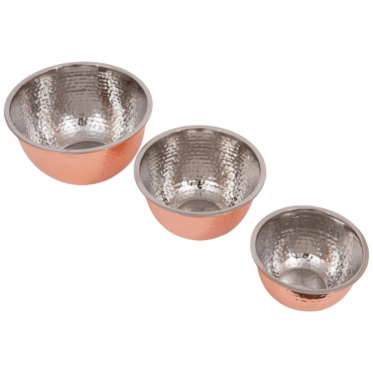 Copper-Finish Hammered Stainless Steel Serving Bowls - Image 2