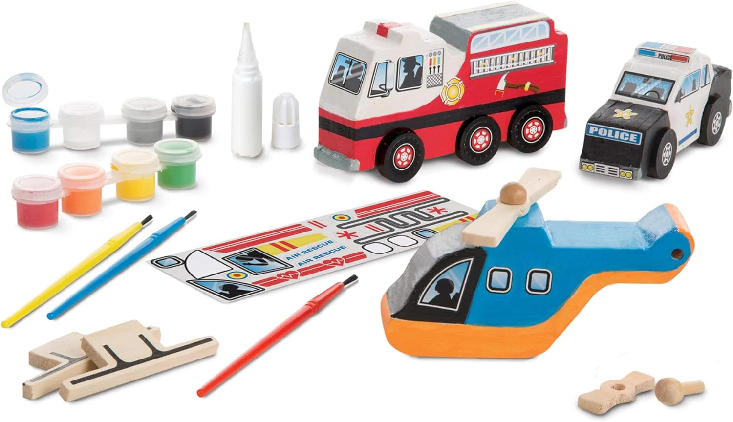Wooden Rescue Vehicles Paint & Decoration Set - Image 2