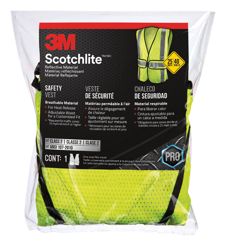 3M Class 2 Scotchlite Reflective High-Vis Yellow Safety Vest - Image 2