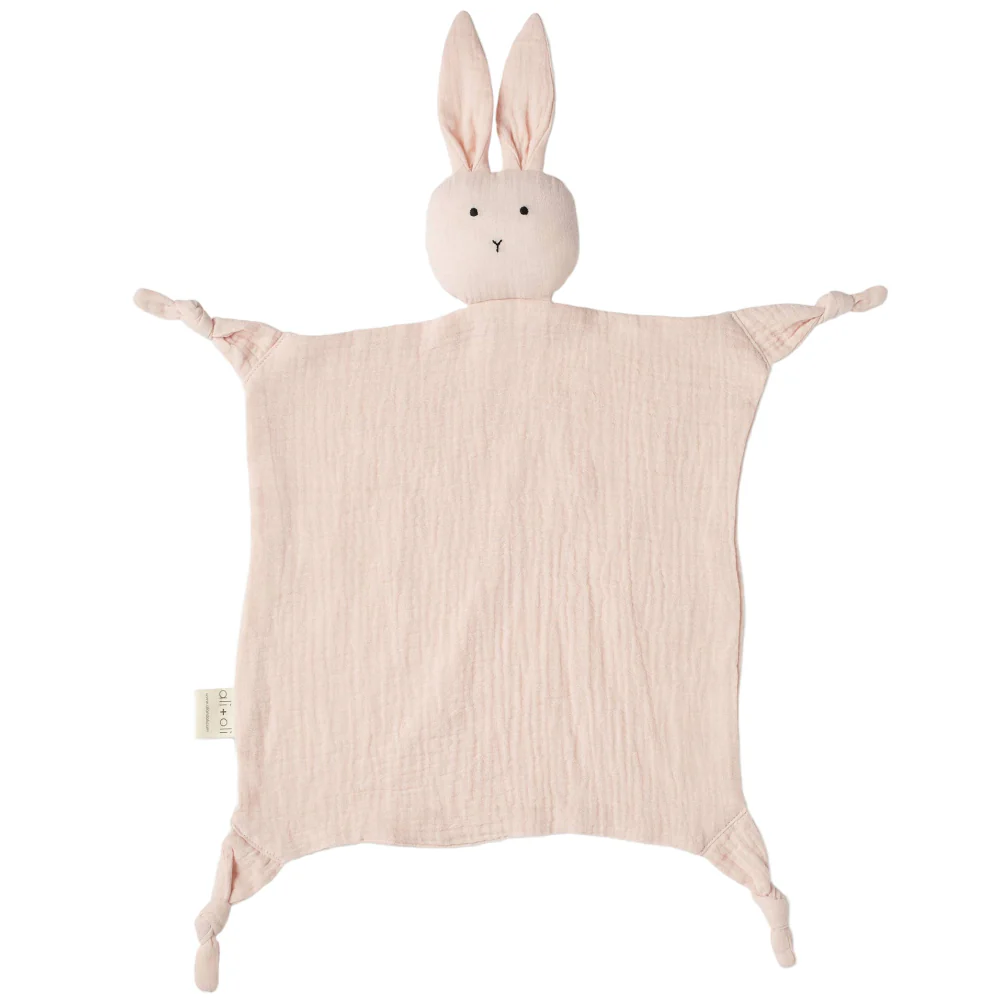 Ali + Oli Muslin Cotton Bunny Security Blanket - 14" x 14"