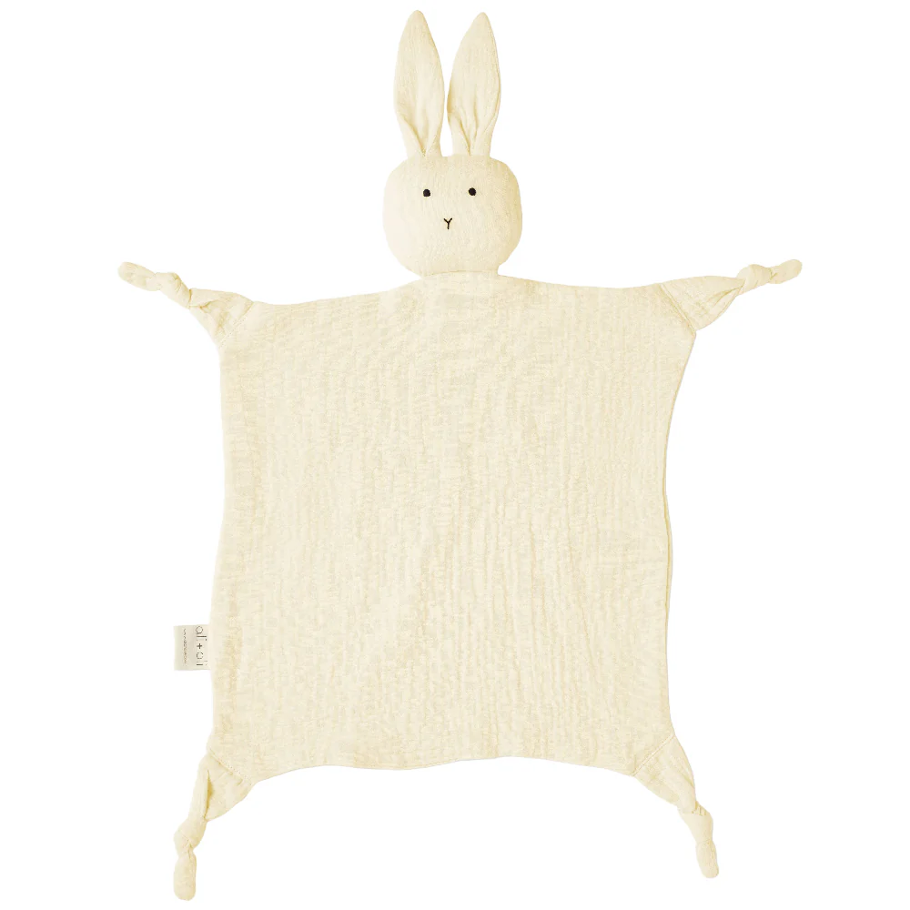 Ali + Oli Muslin Cotton Bunny Security Blanket - 14" x 14" - Image 2