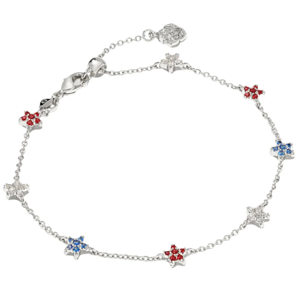 Kendra Scott Sierra Red/White/Blue Crystal Star Chain Bracelet - Image 2