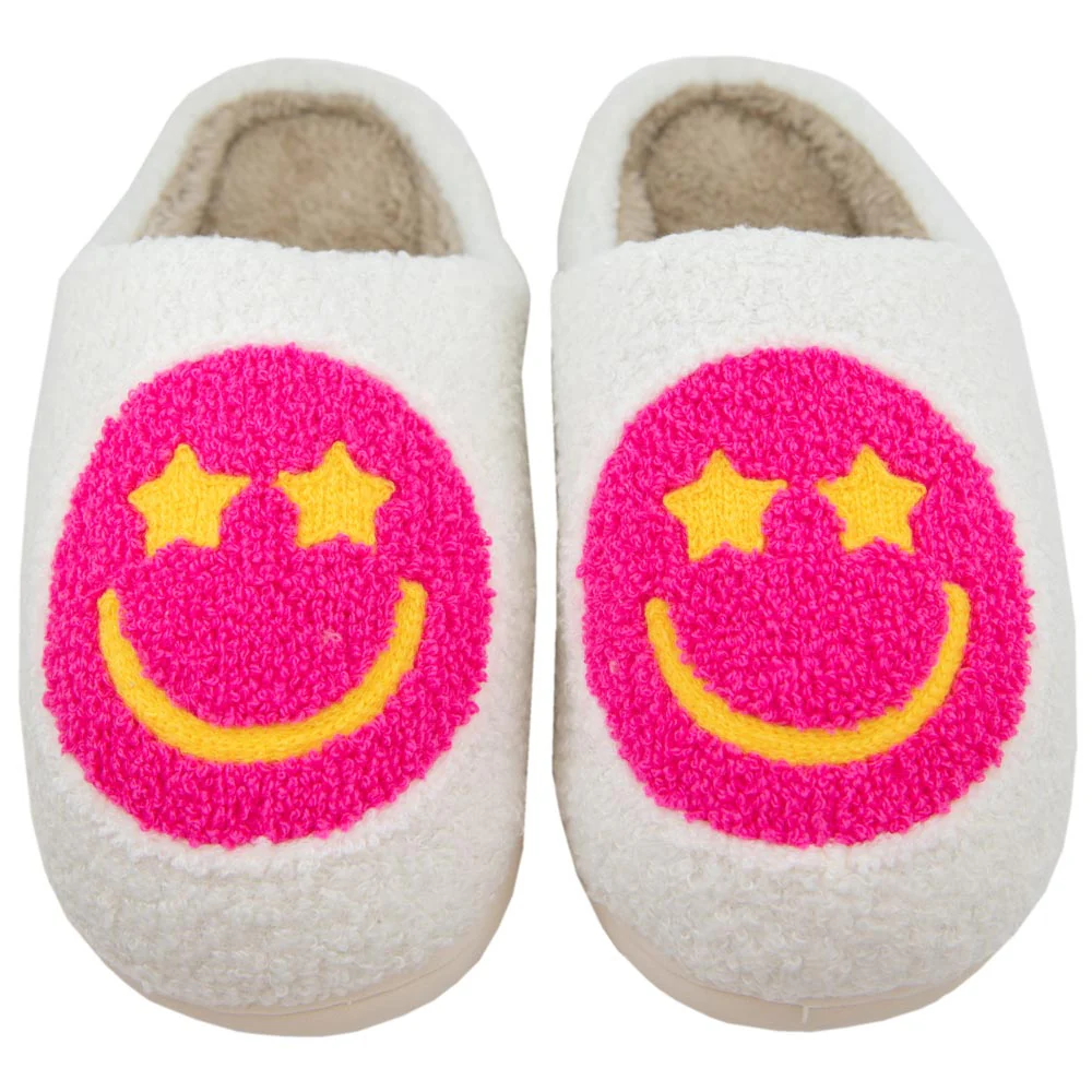 Katydid Fuzzy Happy Face Slippers - Image 3
