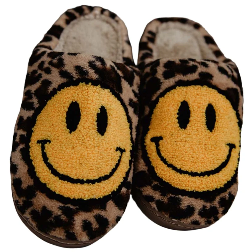Katydid Fuzzy Happy Face Slippers - Image 4