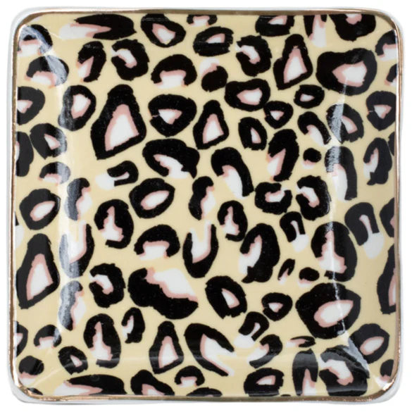 Finchberry Ceramic Leopard Print Soap Dish - 4.5" x 4.5"