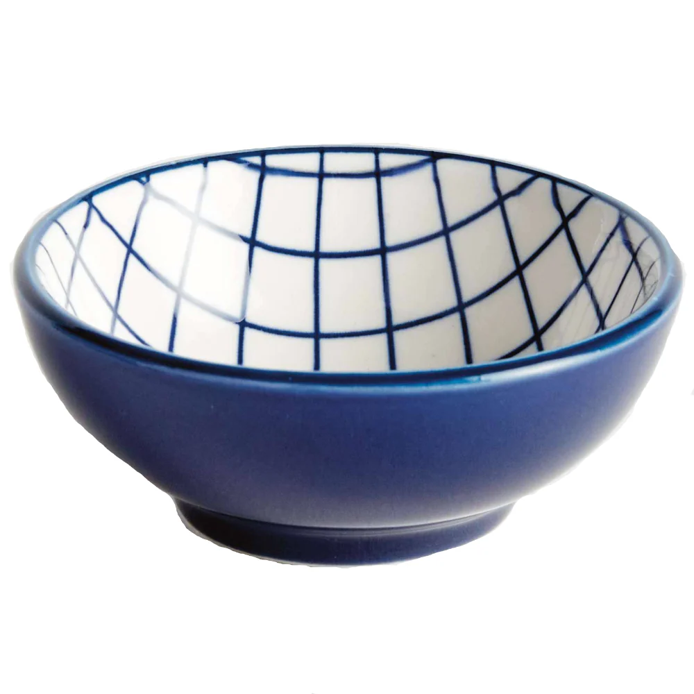 Napa Stria Blue & White Crosshatch Stoneware Dipping Bowl - 3" - Image 2