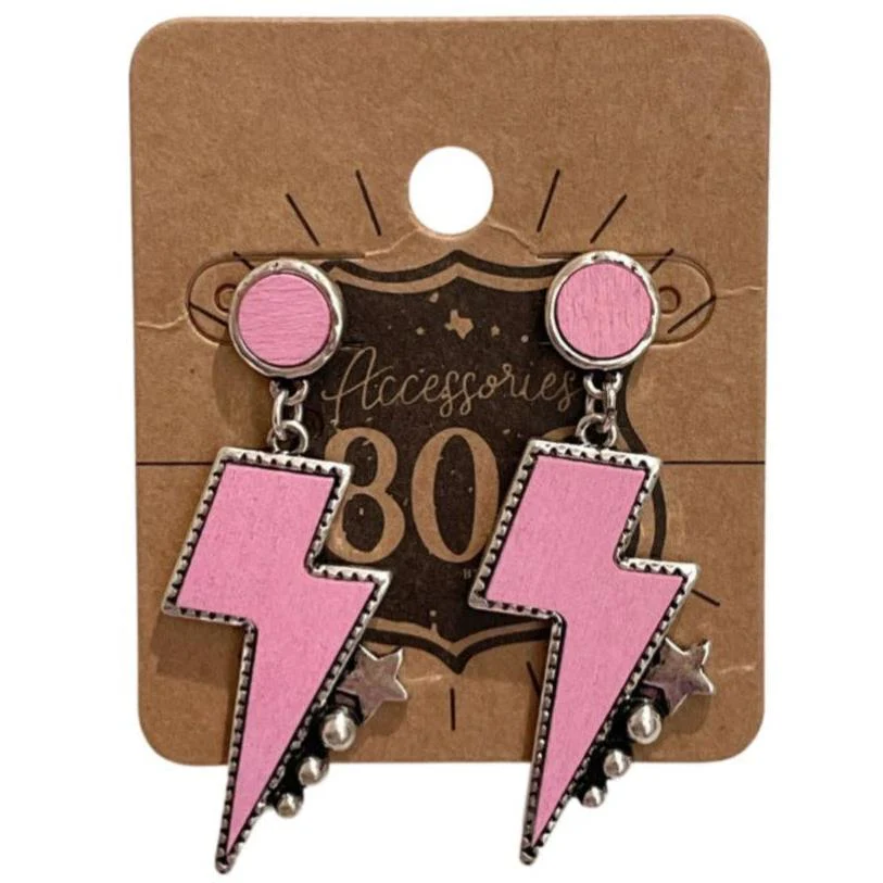 806 Accessories Wooden Lightning Bolt Earrings