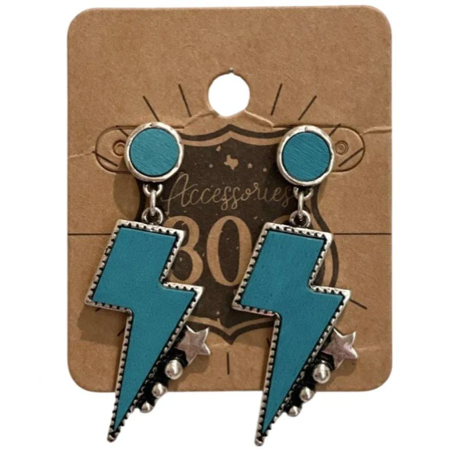 806 Accessories Wooden Lightning Bolt Earrings - Image 2