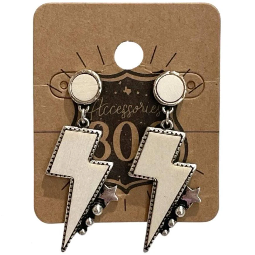 806 Accessories Wooden Lightning Bolt Earrings - Image 3