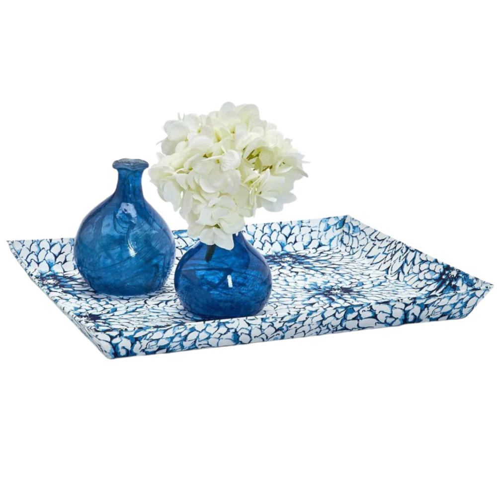 Indigo Block Printed Cotton Paperboard Trays - Image 2