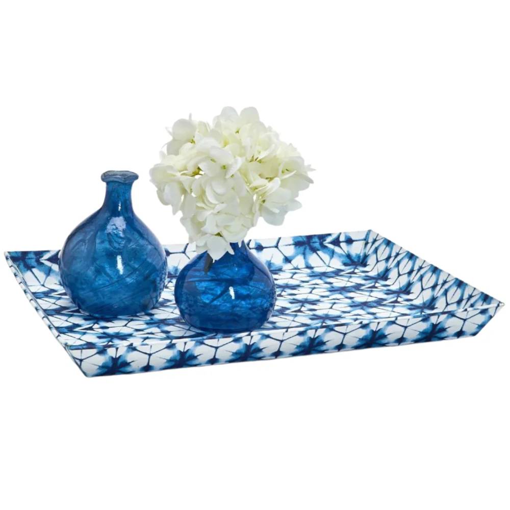 Indigo Block Printed Cotton Paperboard Trays - Image 3