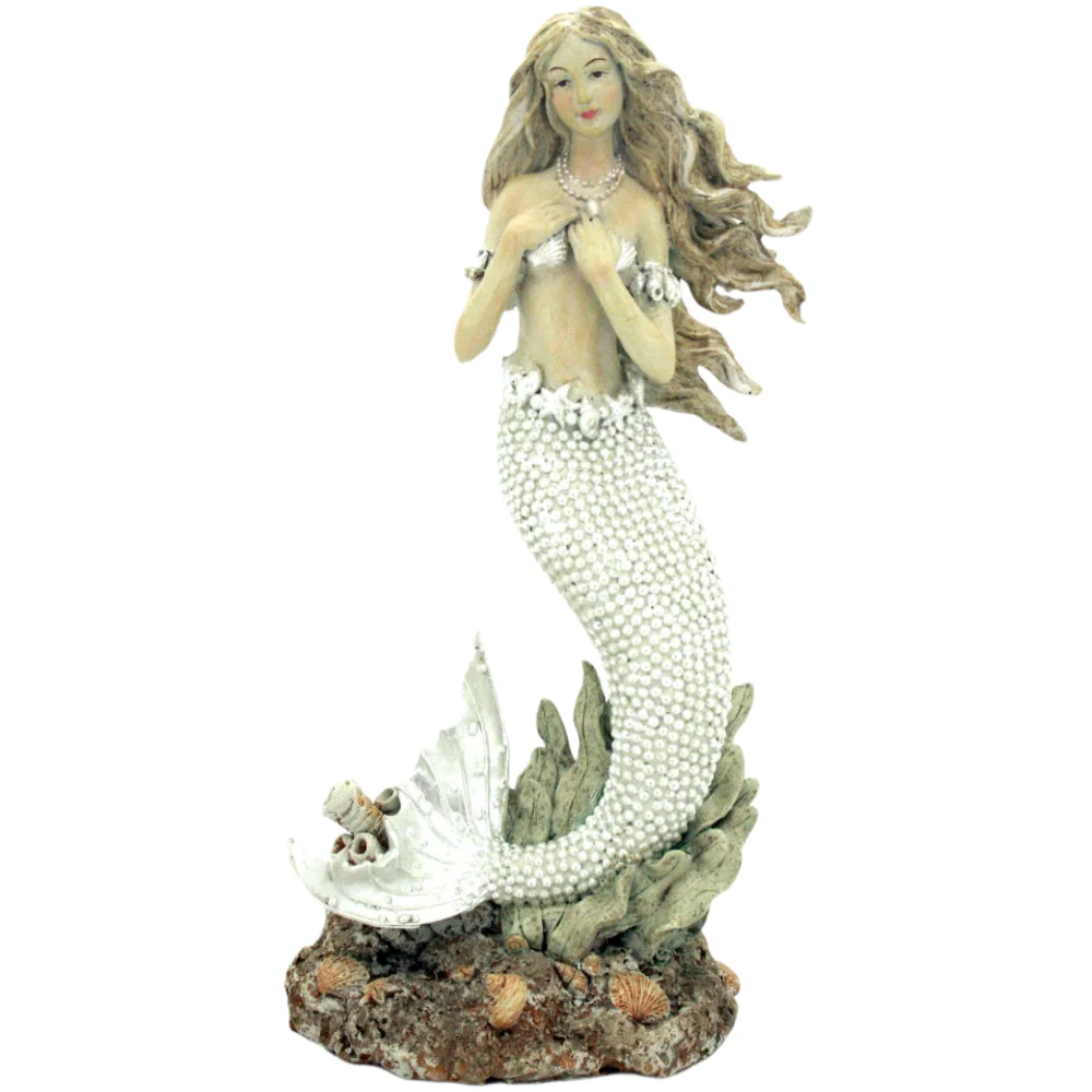 Modern Coastal Vintage-Style Resin Mermaid Statues - Image 2