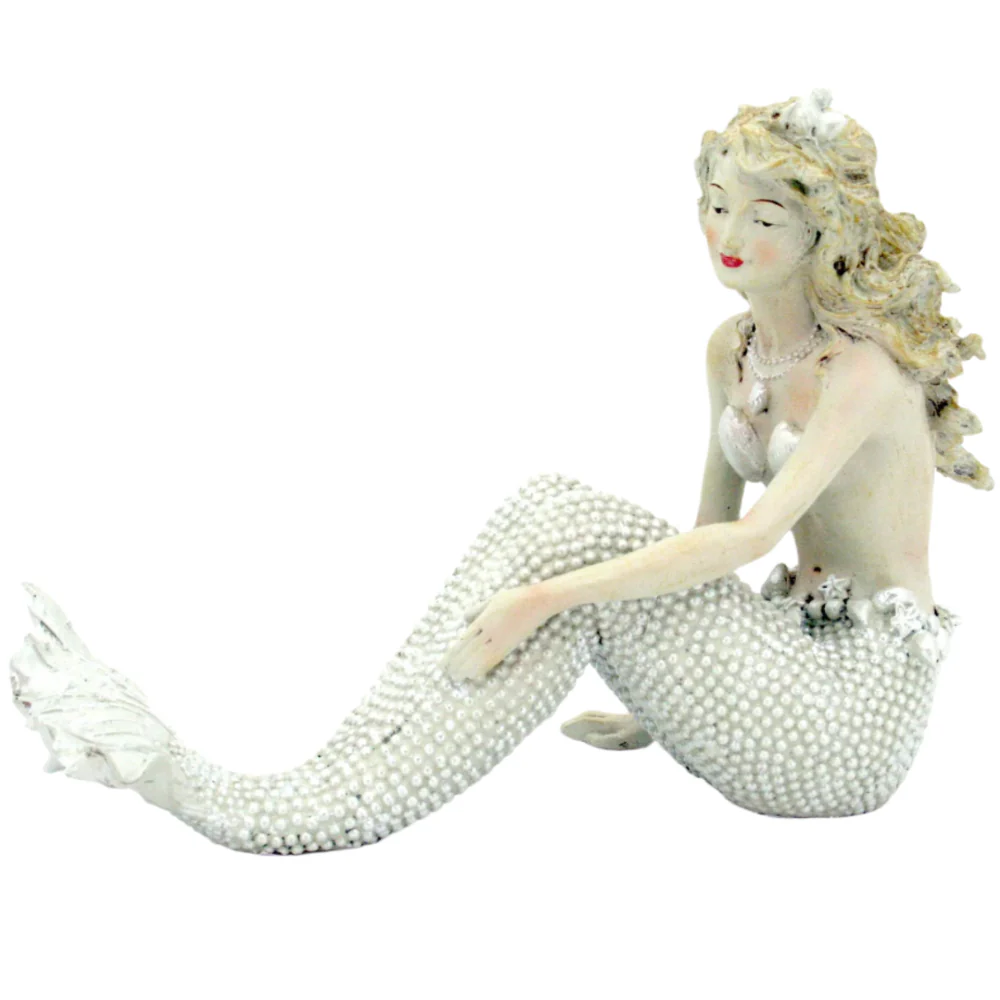 Modern Coastal Vintage-Style Resin Mermaid Statues - Image 3