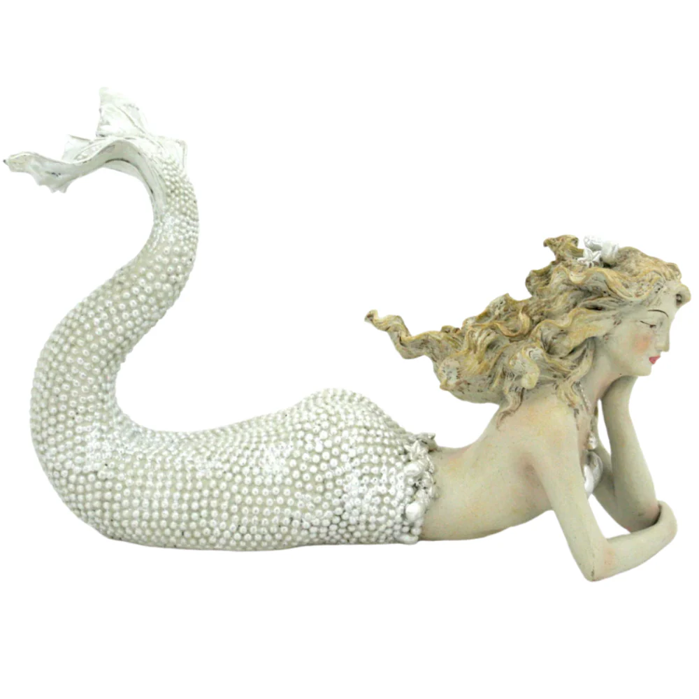 Modern Coastal Vintage-Style Resin Mermaid Statues - Image 4