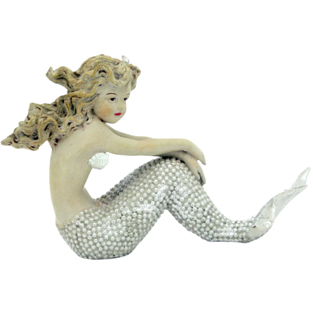 Modern Coastal Vintage-Style Resin Mermaid Statues - Image 5