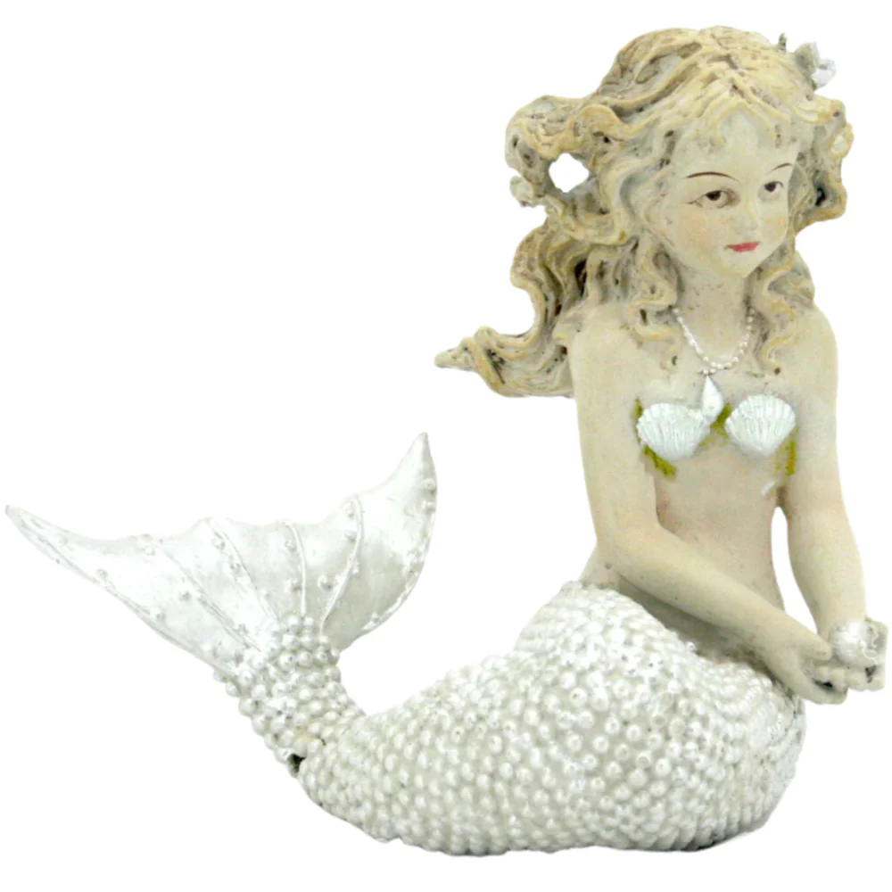 Modern Coastal Vintage-Style Resin Mermaid Statues - Image 6